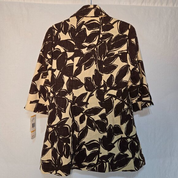 NINE WEST Coquette Girl Boho Ivory & Brown Floral Tweed Coat Jacket Size S NEW! - Picture 3 of 16